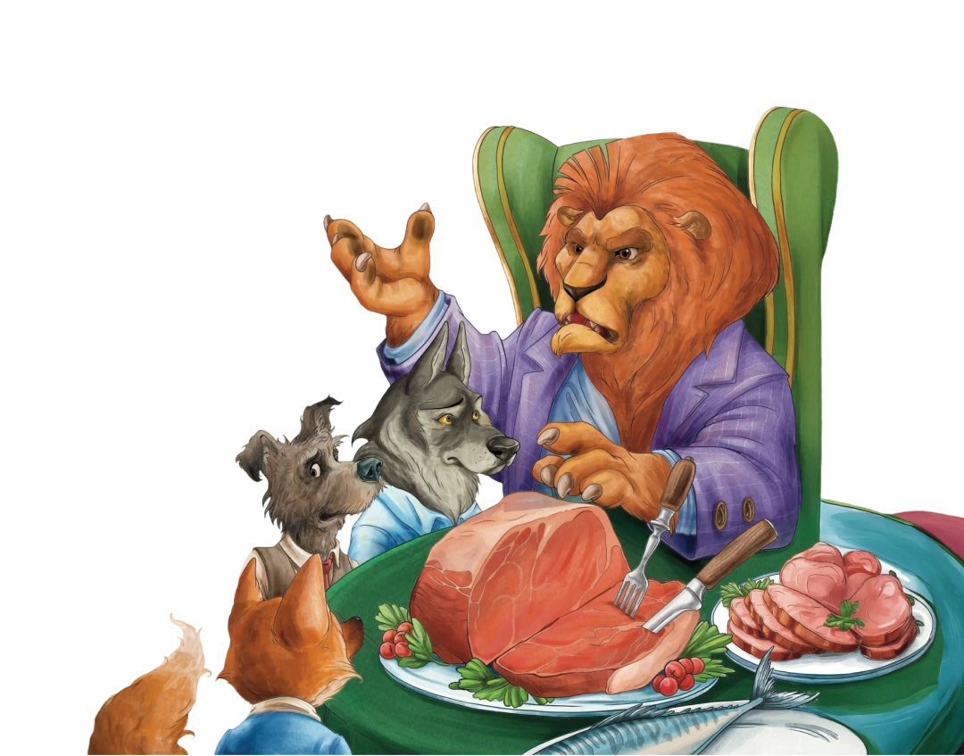 Lion explaining lion's share