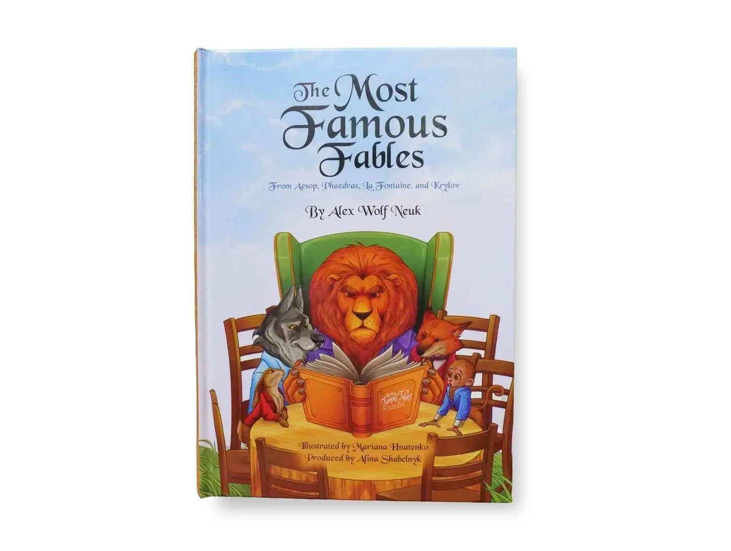 Cover of a children's story book featuring Aesop's fables with colorful illustrations and hardcover design